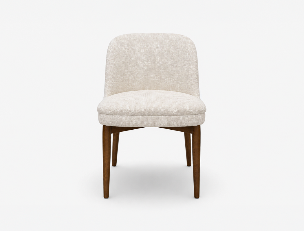 Beatrice Solid Wood Fabric Dining Chair, Oat Beige