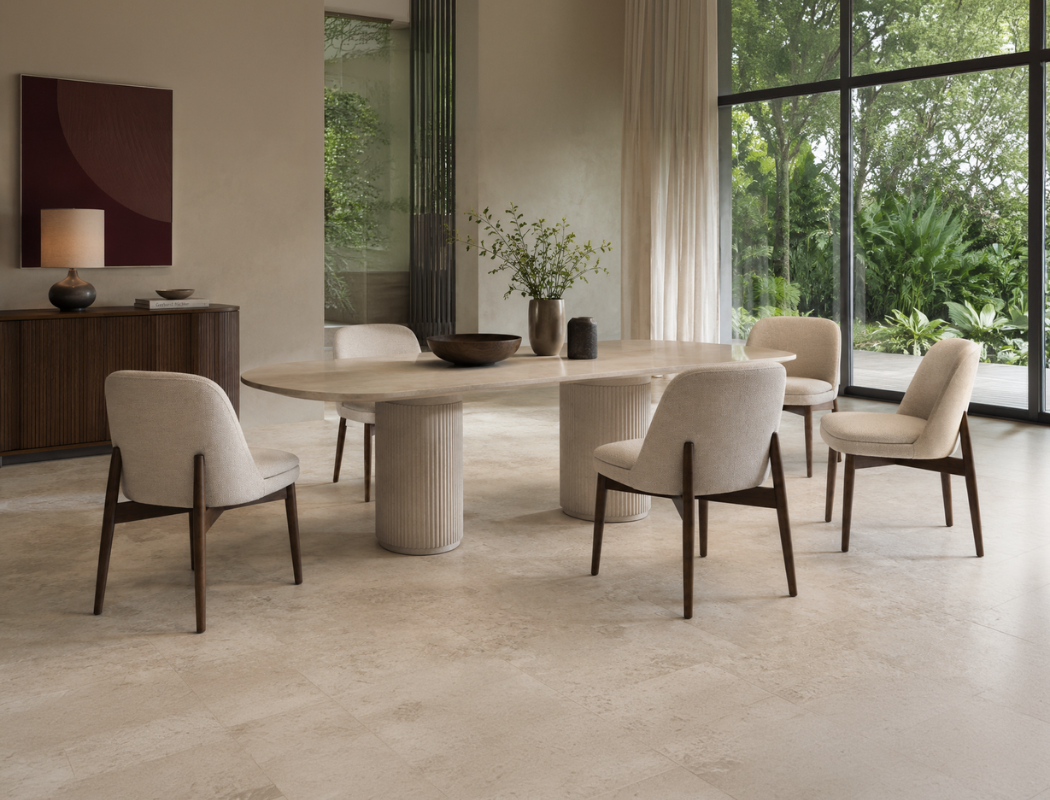 Beatrice Solid Wood Fabric Dining Chair, Oat Beige