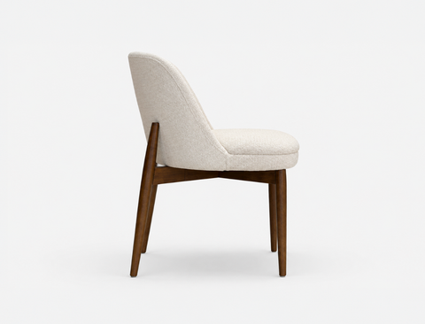 Beatrice Solid Wood Fabric Dining Chair, Oat Beige