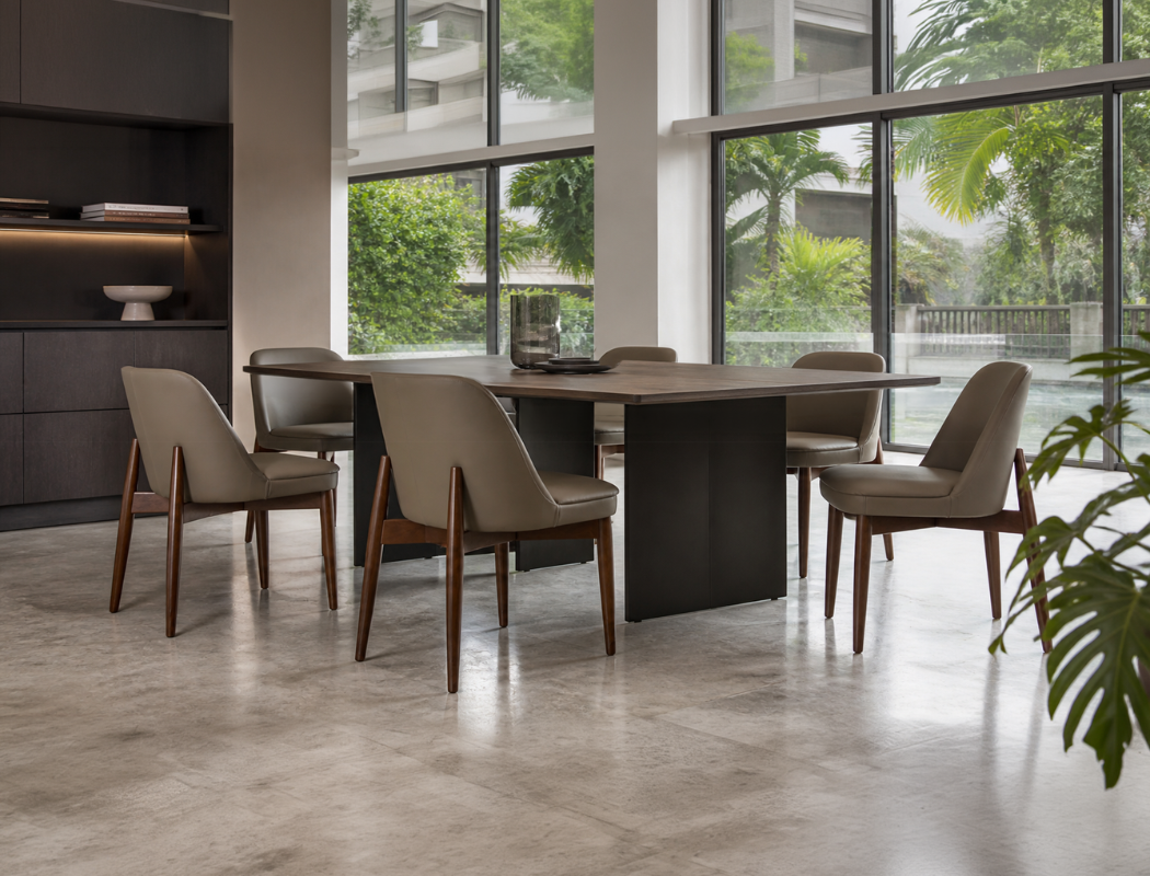 Beatrice Solid Wood Dining Chair (Top Grain Leather), Taupe