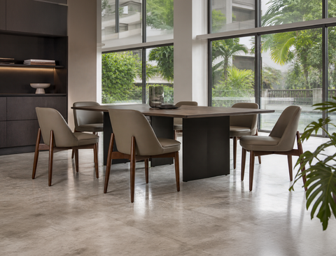 Beatrice Solid Wood Dining Chair (Top Grain Leather), Taupe