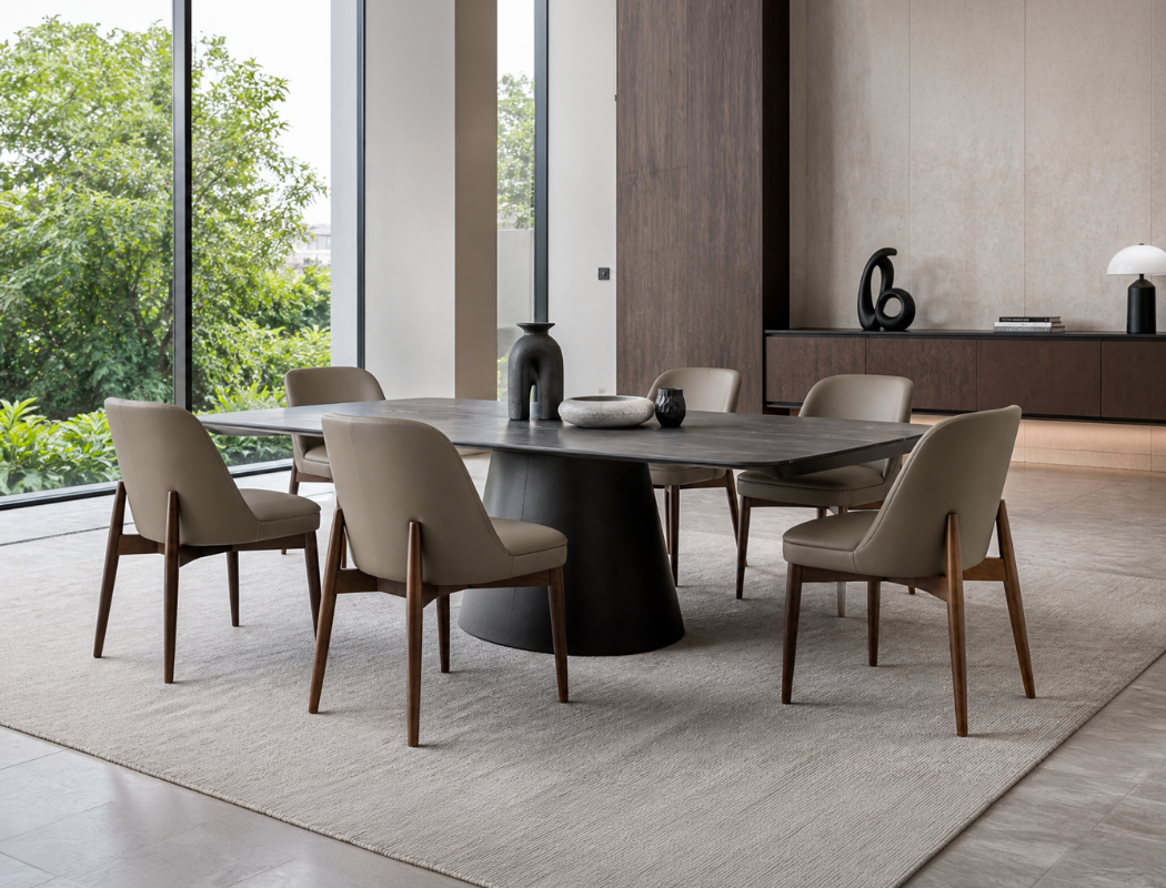 Beatrice Solid Wood Dining Chair (Top Grain Leather), Taupe