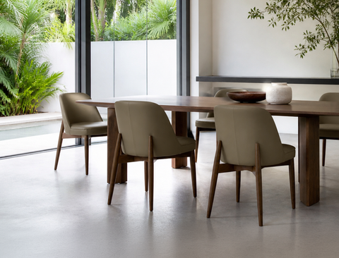 Beatrice Solid Wood Dining Chair (Top Grain Leather), Taupe