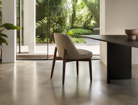 Beatrice Solid Wood Dining Chair (Top Grain Leather), Taupe