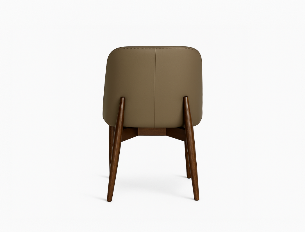 Beatrice Solid Wood Dining Chair (Top Grain Leather), Taupe