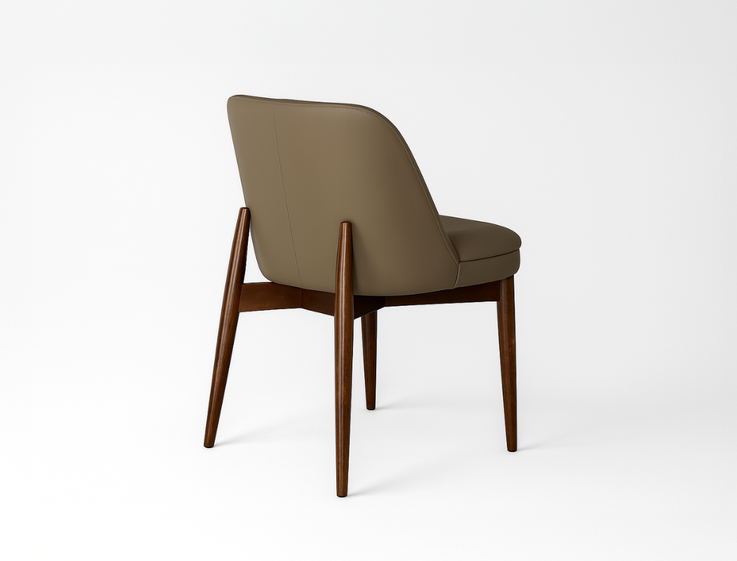 Beatrice Solid Wood Dining Chair (Top Grain Leather), Taupe