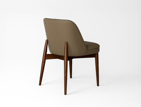 Beatrice Solid Wood Dining Chair (Top Grain Leather), Taupe