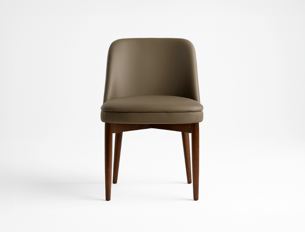 Beatrice Solid Wood Dining Chair (Top Grain Leather), Taupe