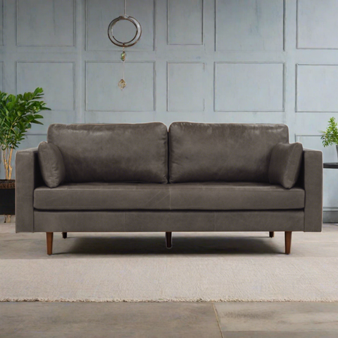 Boston 3 Seater Leather Sofa, Smoke Grey