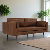 Boston 3 Seater Leather Sofa, Brown