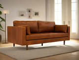 Boston 3 Seater Leather Sofa, Cinnamon Brown