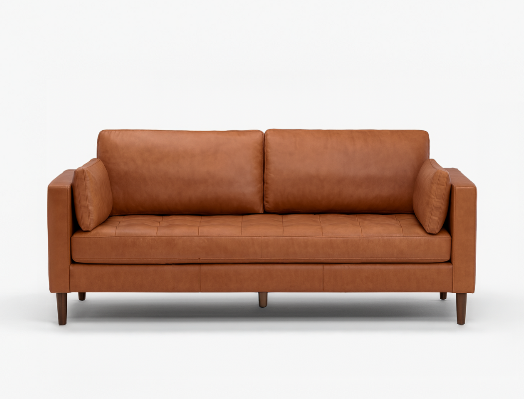Boston 3 Seater Leather Sofa, Cinnamon Brown