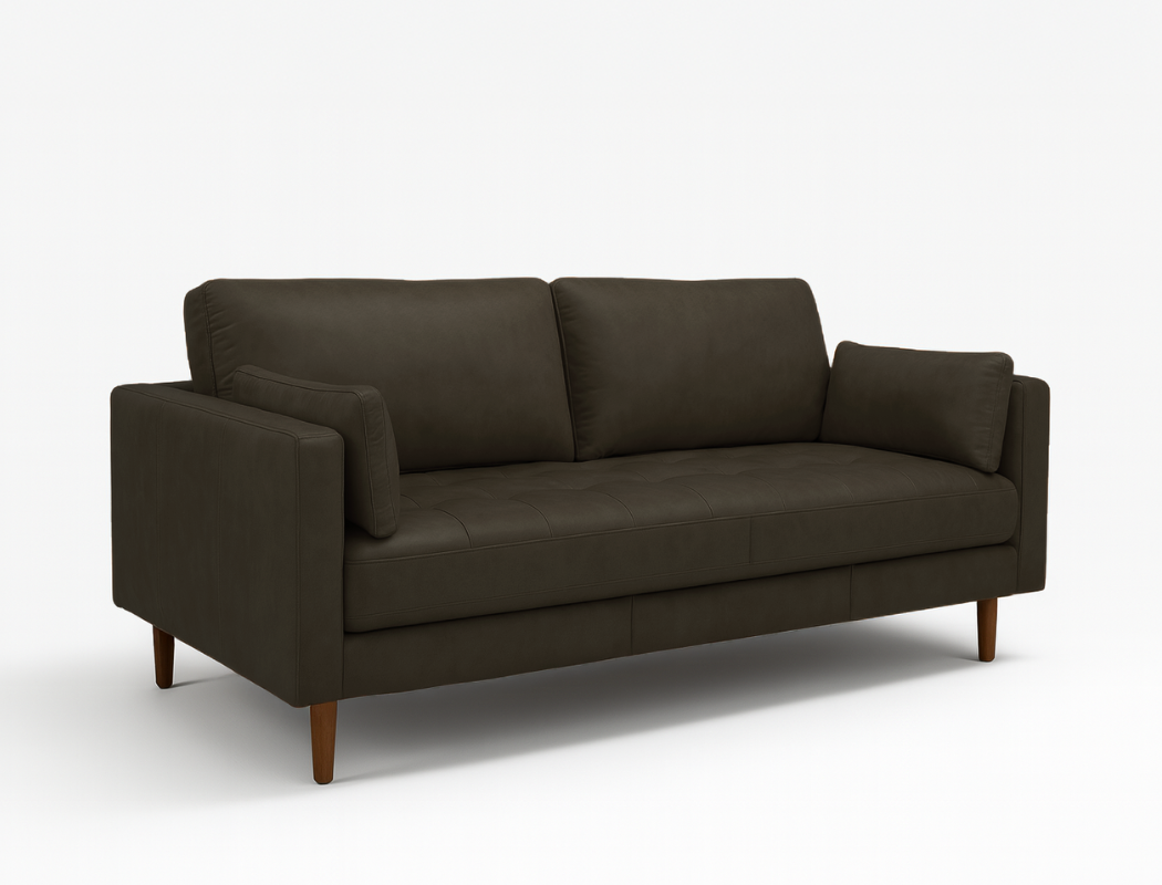 Boston 3 Seater Leather Sofa, Smoke Grey