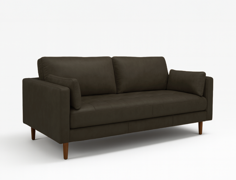Boston 3 Seater Leather Sofa, Smoke Grey