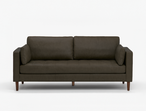 Boston 3 Seater Leather Sofa, Smoke Grey