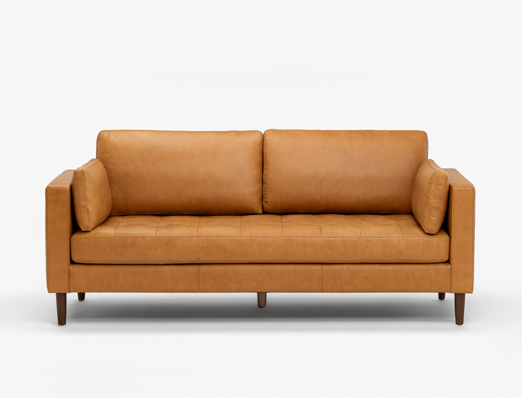 Boston 3 Seater Leather Sofa, Tan