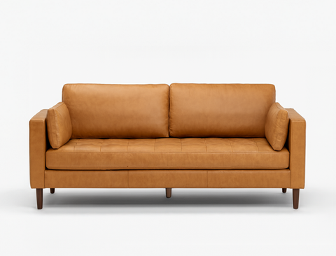 Boston 3 Seater Leather Sofa, Tan