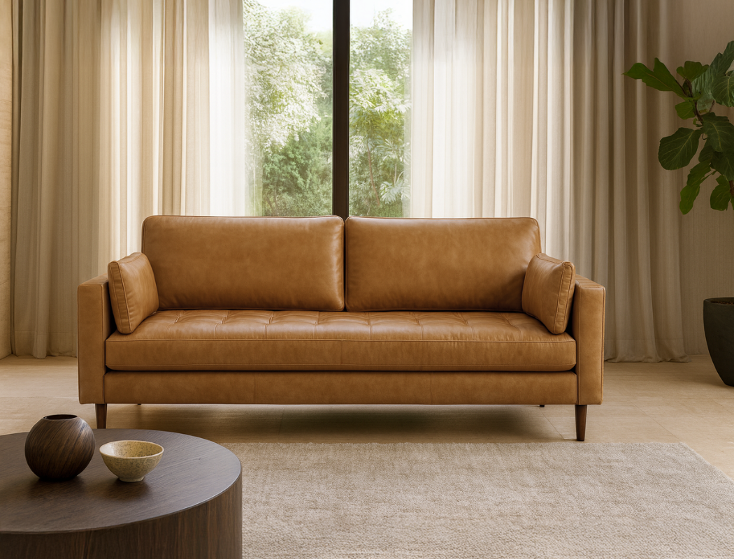 Boston 3 Seater Leather Sofa, Tan