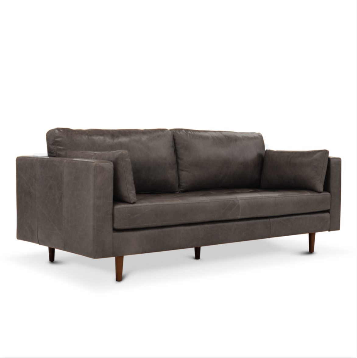 Boston 3 Seater Leather Sofa, Smoke Grey