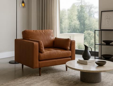 Boston Leather Armchair, Cinnamon Brown