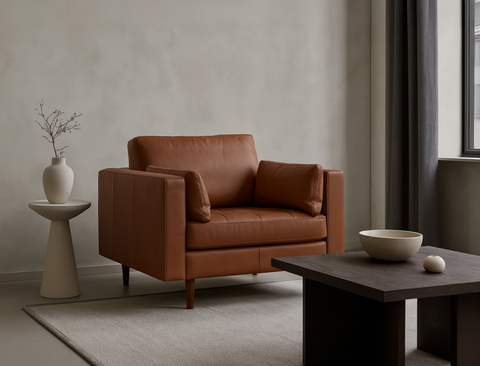 Boston Leather Armchair, Cinnamon Brown