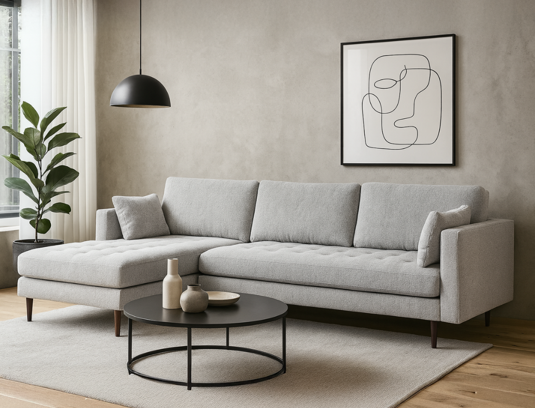 Boston Left Facing L-Shape Fabric Sofa