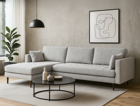 Boston Left Facing L-Shape Fabric Sofa