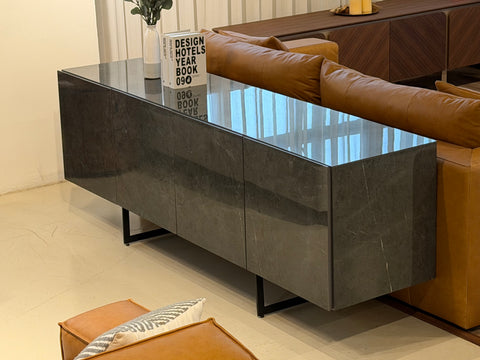 Etna Sintered Stone Sideboard, Grey (Glossy)