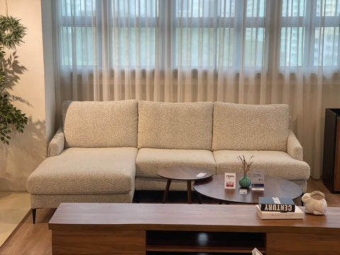 Luna Left Facing L-Shape Sofa, Pebble Boucle