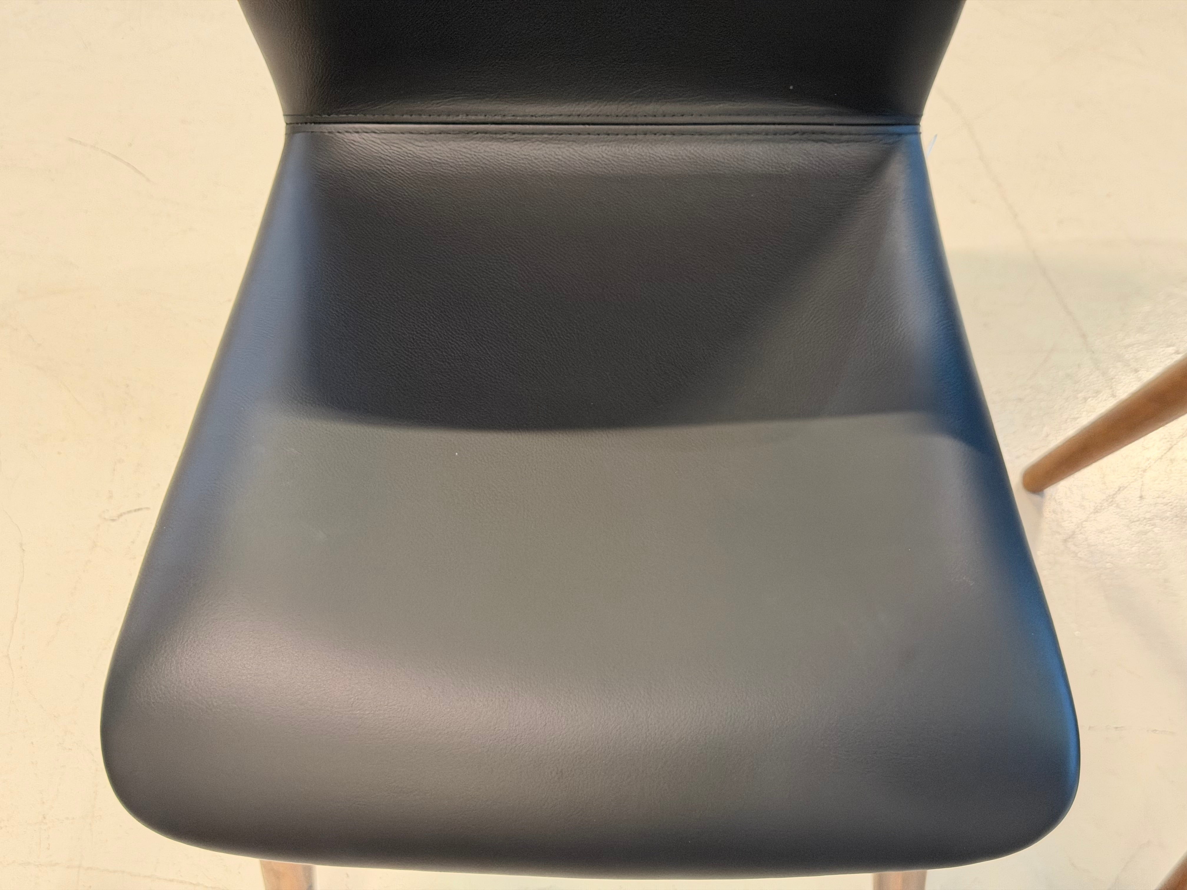 Bo Wood Dining Chair (Top Grain Leather), Black Walnut
