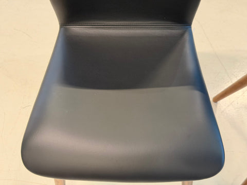 Bo Wood Dining Chair (Top Grain Leather), Black Walnut