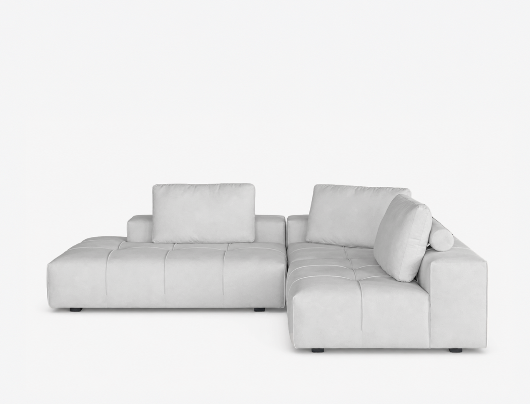 Cayden Right Facing 3pc Sectional Sofa, Rice Grey (Easy Clean)