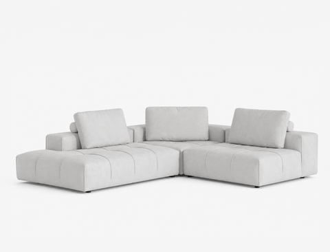 Cayden Right Facing 3pc Sectional Sofa, Rice Grey (Easy Clean)