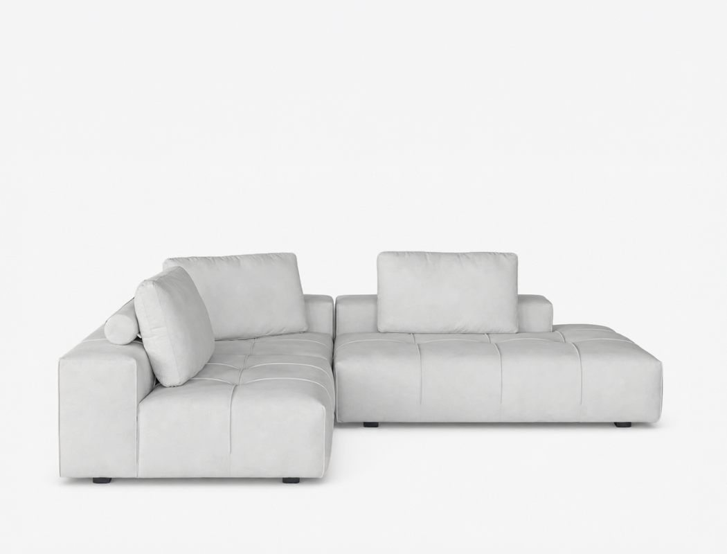 Cayden Left Facing 3pc Sectional Sofa, Rice Grey (Easy Clean)