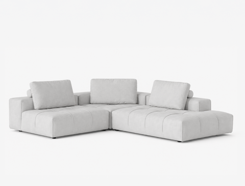 Cayden Left Facing 3pc Sectional Sofa, Rice Grey (Easy Clean)