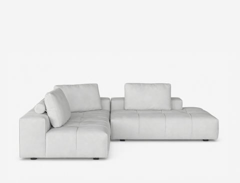 Cayden Left Facing 3pc Sectional Sofa, Rice Grey (Easy Clean)