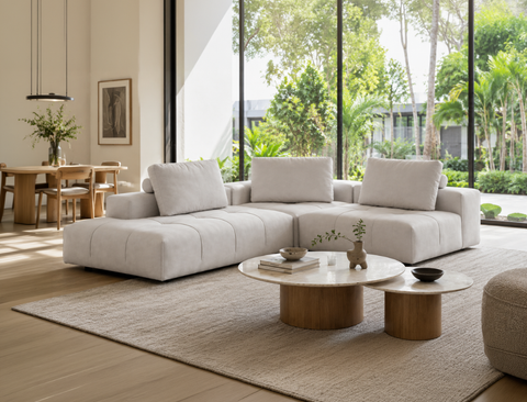 Cayden Right Facing 3pc Sectional Sofa, Rice Grey (Easy Clean)