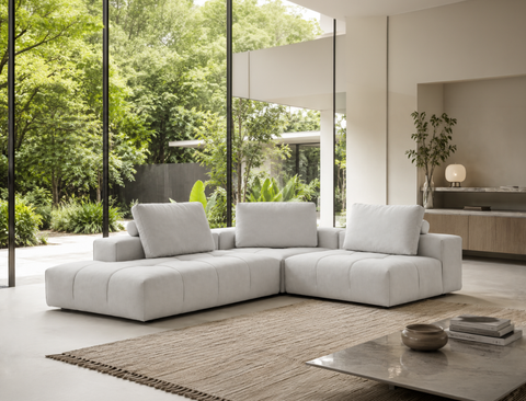 Cayden Right Facing 3pc Sectional Sofa, Rice Grey (Easy Clean)