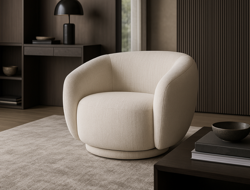 Celeste Swivel Armchair, Almond White