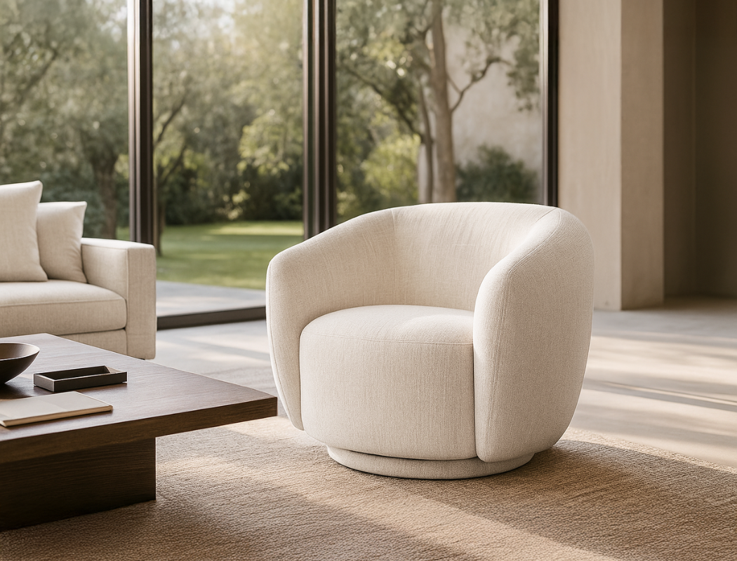 Celeste Swivel Armchair, Almond White