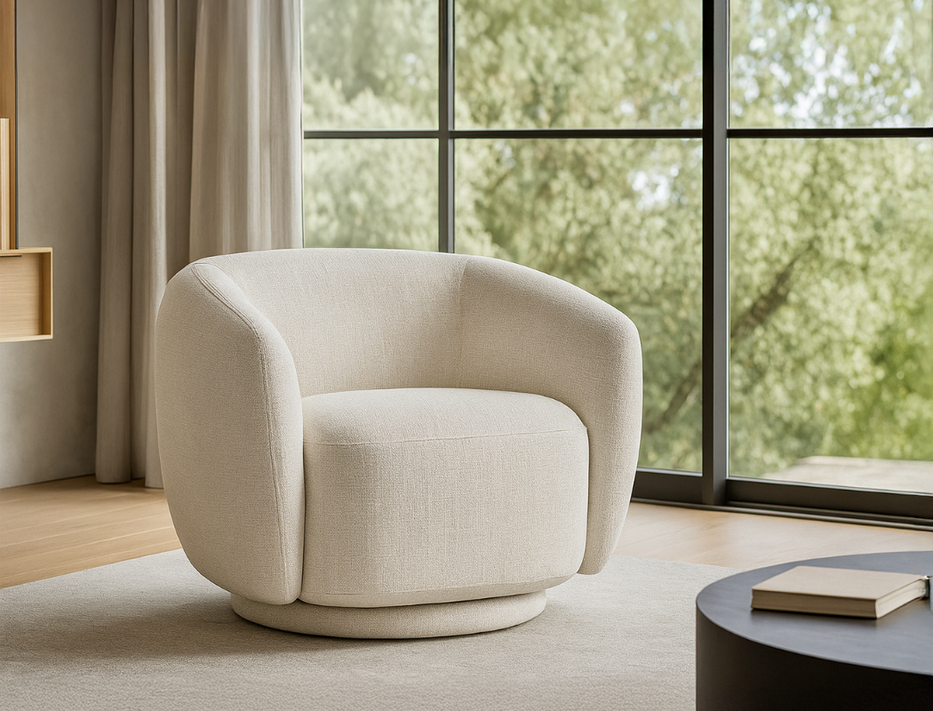 Celeste Swivel Armchair, Almond White