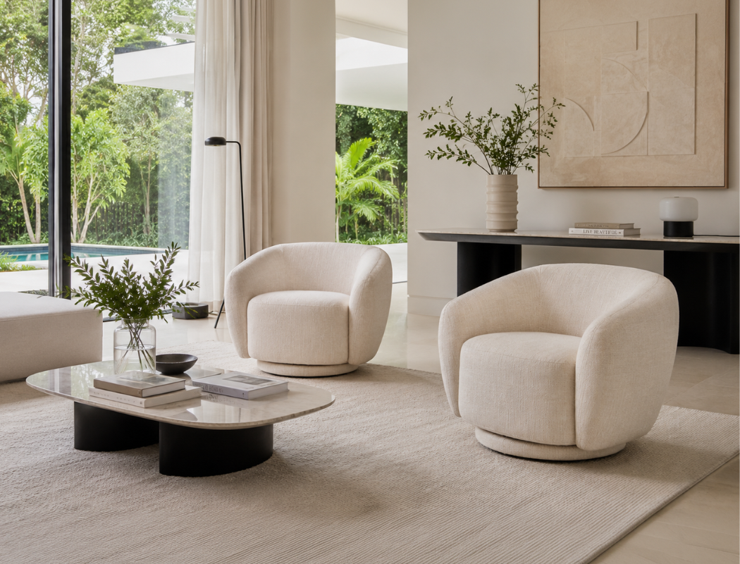 Celeste Swivel Armchair, Almond White
