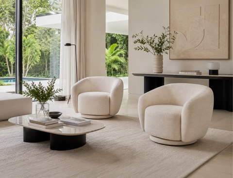 Celeste Swivel Armchair, Almond White