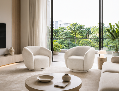 Celeste Swivel Armchair, Almond White