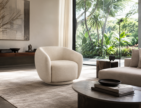 Celeste Swivel Armchair, Almond White
