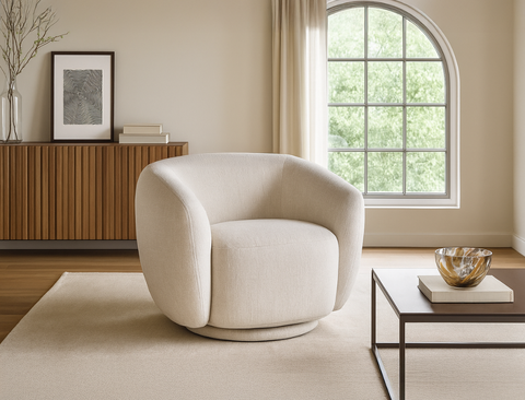Celeste Swivel Armchair, Almond White