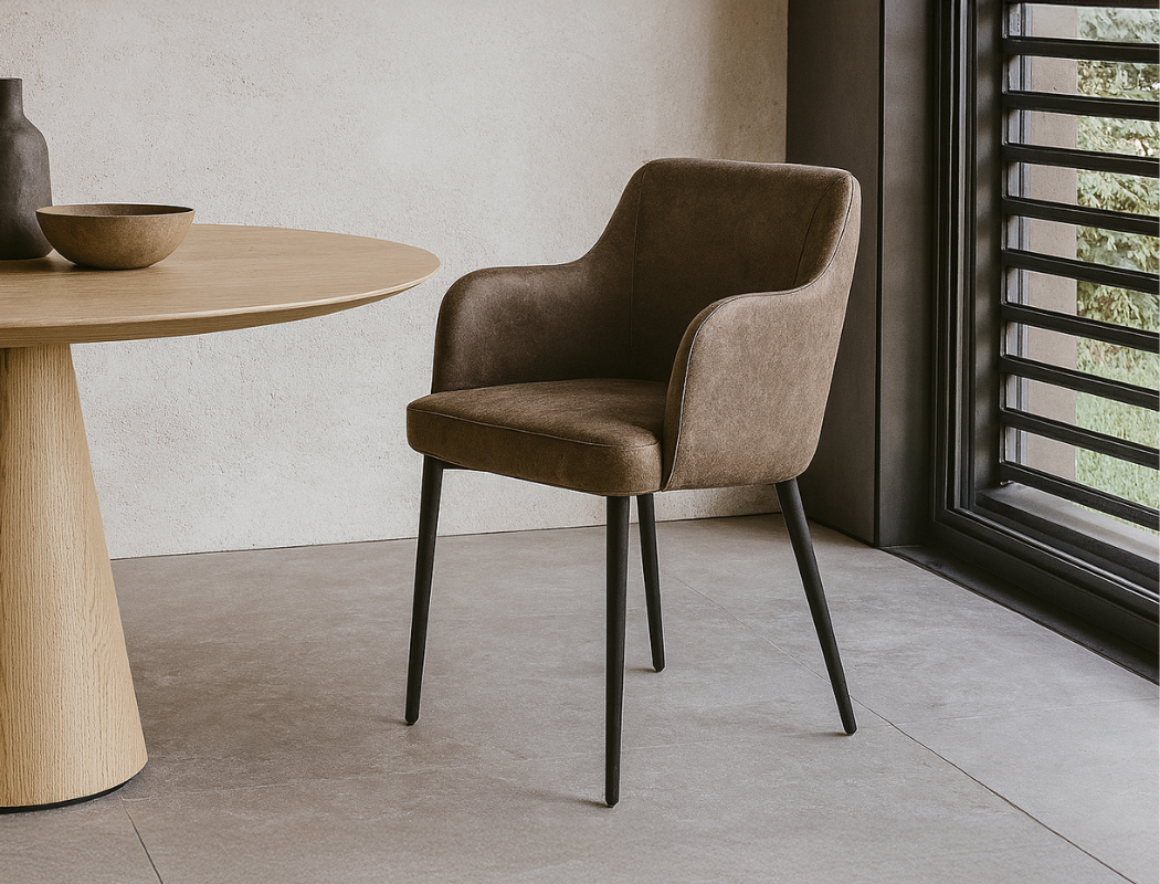 Charles Fabric Dining Arm Chair, Ashen Brown - Pet Friendly Fabric