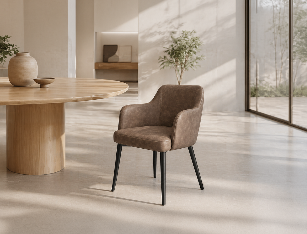 Charles Fabric Dining Arm Chair, Ashen Brown - Pet Friendly Fabric