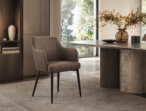 Charles Fabric Dining Arm Chair, Ashen Brown - Pet Friendly Fabric