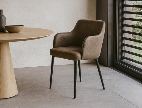 Charles Fabric Dining Arm Chair, Ashen Brown - Pet Friendly Fabric